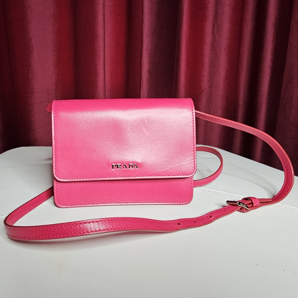 Prada smaller crossbody Barbie pink bag with cardholder slots